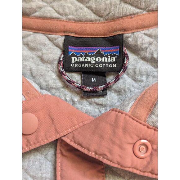 Patagonia Women's Organic Cotton Quilt Snap-T Pullover M Quartz Coral Grey - Picture 3 of 7
